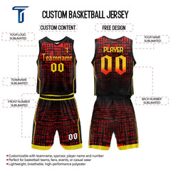 Custom Red Grid Adult Youth Basketball Jersey Set