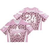 Custom Pink Leopard Oversized Football Jersey Street Fashion T-shirt