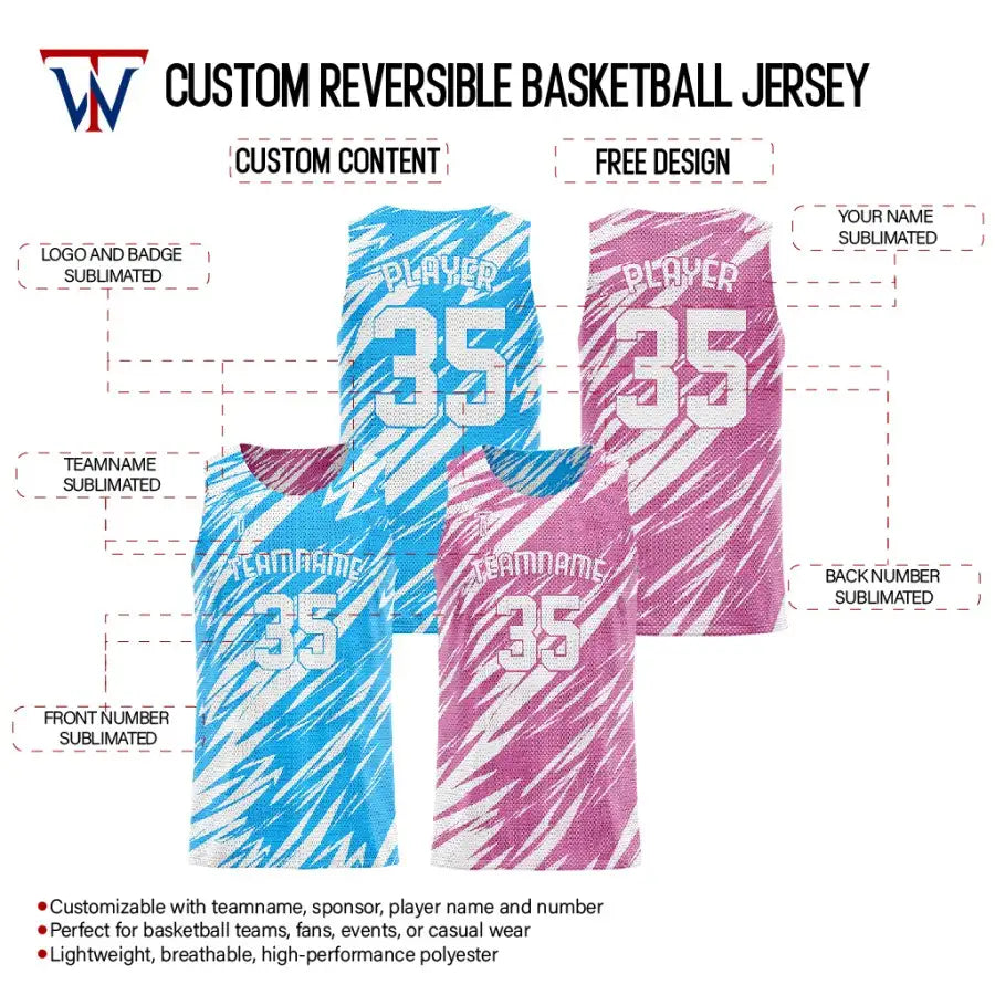 tteamwear custom youth reversible jersey