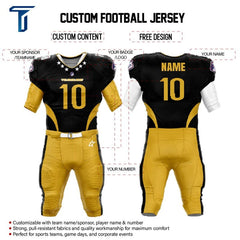 Custom Black American Football Jersey & Yellow Integrated Pants