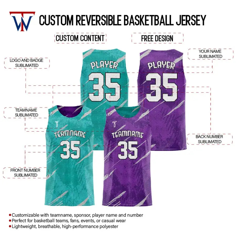tteamwear custom youth reversible jersey