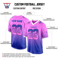 Custom Purple-Pink Gradient Authentic Football Jersey