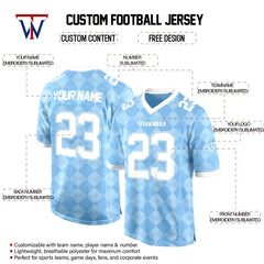 Custom Blue Checkerboard Authentic Football Jersey