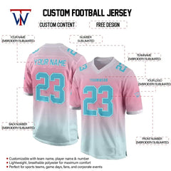 Custom Red-Teal Gradient Authentic Football Jersey