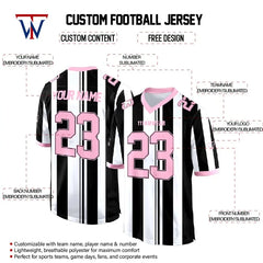 Custom Stripes Pink Authentic Football Jersey