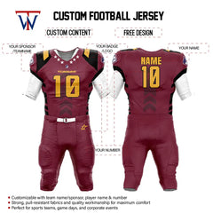 Custom Epaulettes American Football Jersey & Red Integrated Pants