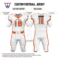 Custom Orange-White American Football Jersey & Stripe Integrated Pants