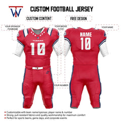 Custom Red Epaulettes American Football Jersey & Stripe Integrated Pants
