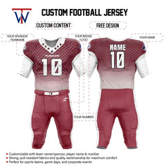 Custom Red Gradient Check American Football Jersey & Stripe Integrated Pants