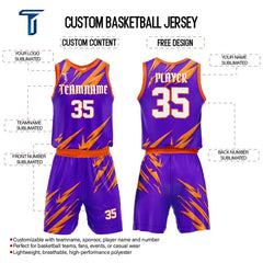 Custom Purple Spark Basketball Jersey Uniform Set