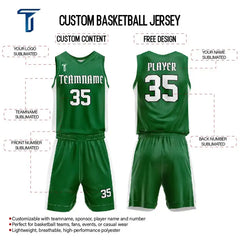 Custom Green-White Basketball Jersey Uniform Set