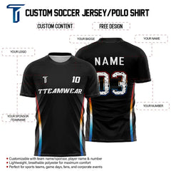 Iridescent Custom Team Adult Youth Black Soccer Jersey