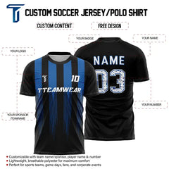 Blue Stripes Custom Team Adult Youth Soccer Jersey