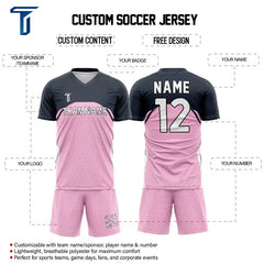 Custom Pink Polka-Dots Team Soccer Jersey Uniform Set