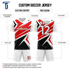 Custom Red Black Team Soccer Jersey Uniform Set