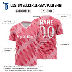 Custom Pink Strip Team Soccer Jersey
