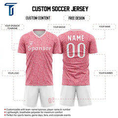 Custom Pink Puzzle Team Soccer Jersey Uniform Set