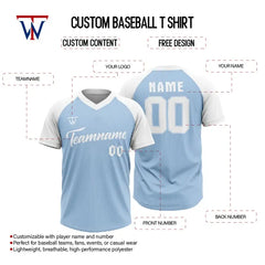 Custom Blue-White Split Throwback Baseball Jersey