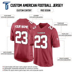 Custom Burgundy-White Authentic Football Jersey