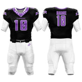 Custom Purple-Black American Football Jersey & White Integrated Pants