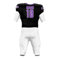 Custom Purple-Black American Football Jersey & White Integrated Pants