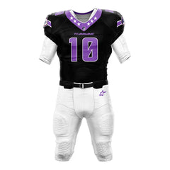Custom Purple-Black American Football Jersey & White Integrated Pants
