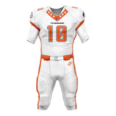 Custom Orange-White American Football Jersey & Stripe Integrated Pants