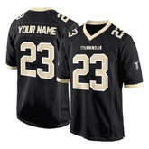 Custom Black Khaki-White Authentic Football Jersey 3D effect