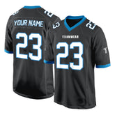 Custom Black White-Blue Authentic Football Jersey 3D effect