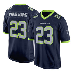 Custom Dark Blue Grey-Green Authentic Football Jersey 3D effect