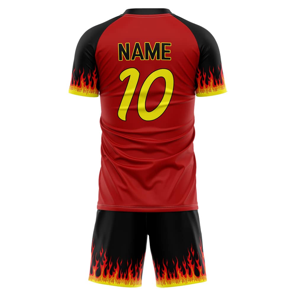 Custom Flames Soccer Jersey 3D back view