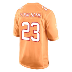 Custom Orange White-Red Authentic Football Jersey 3D back view