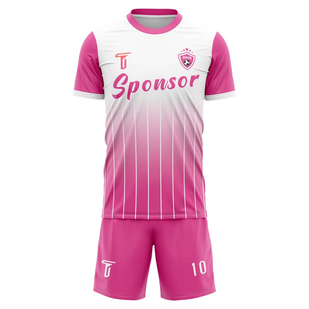 Custom Pink Fade Soccer Jersey 3D front view