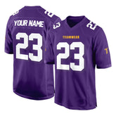 Custom Purple White-Gold Authentic Football Jersey 3D effect
