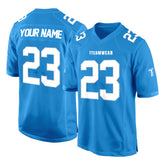 Custom Sky Blue White Authentic Football Jersey 3D effect