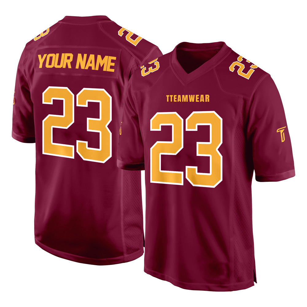 Custom Vermillion Gold-White Authentic Football Jersey 3D effect