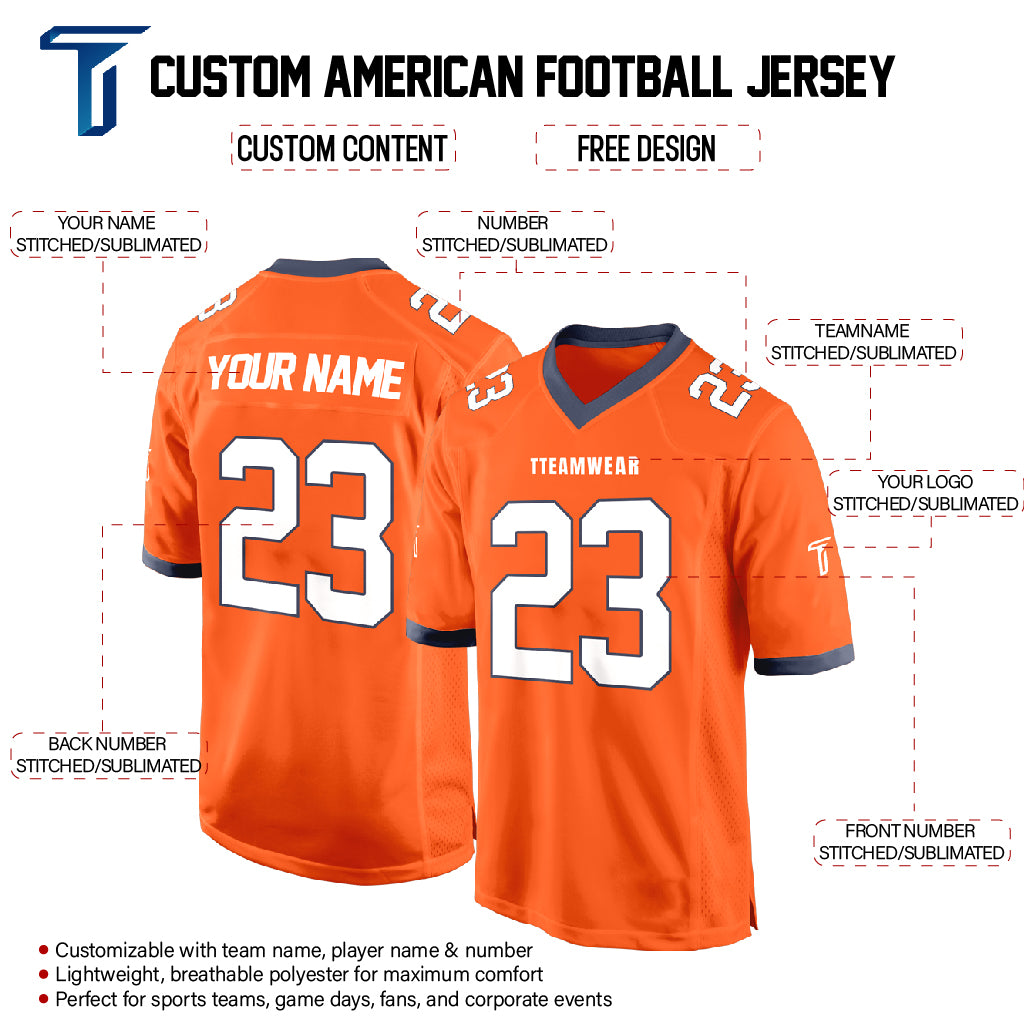 Orange White-Black Authentic Football Jersey custom content