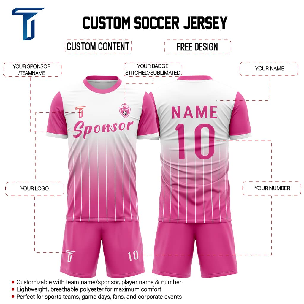 Pink Fade Soccer Jersey custom content