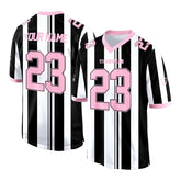 Custom Stripes Pink Authentic Football Jersey
