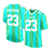 Custom Teal-Green Stripes Authentic Football Jersey