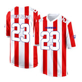 Custom White-Red Stripes Authentic Football Jersey