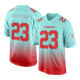 Custom Teal-Red Gradient Authentic Football Jersey