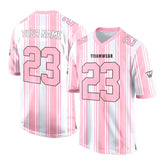 Custom White-Pink Stripes Authentic Football Jersey
