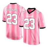 Custom Pink-Rose Stripes Authentic Football Jersey