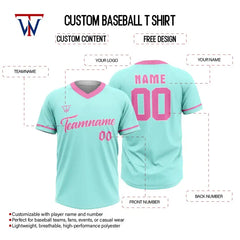 Custom Teal-Pink Throwback Baseball Jersey