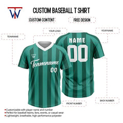 Custom Green Stripe Throwback Baseball Jersey
