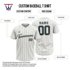 Custom White-Grey Stripe Throwback Baseball Jersey