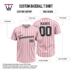 Custom White-Pink Stripe Throwback Baseball Jersey
