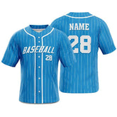 Blue Pinstripe Custom Classic Full Button Baseball Jersey