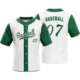 Colorblock Green Custom Classic Full Button Baseball Jersey
